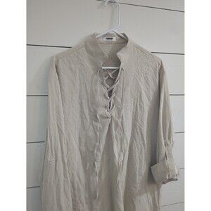 Coofandy men's L 100% cotton beige shirt summer costume nautical